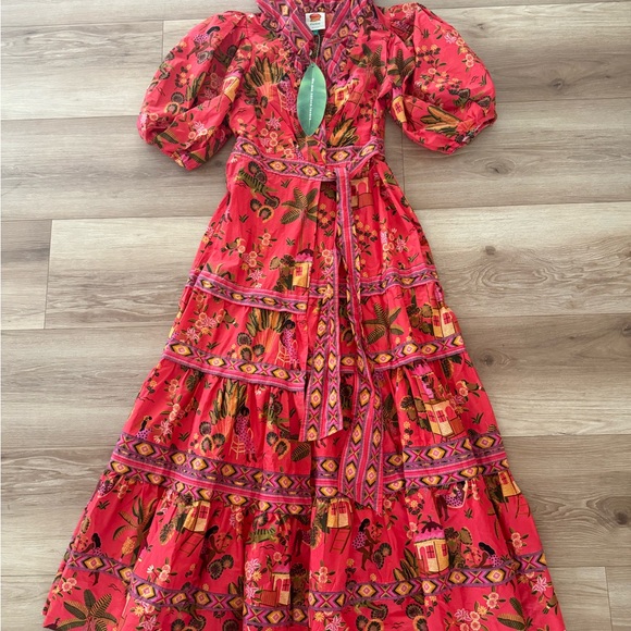 FARM Rio Dresses & Skirts - Farm Rio Floral Red Maxi Wrap Dress Small